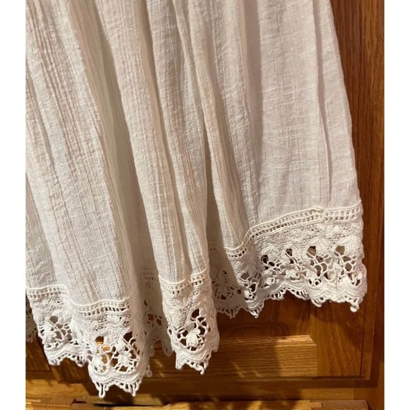 Knox Rose Eyelet Embroidered Sleeveless Babydoll White Boho Blouse Size Medium‎ - Picture 7 of 7